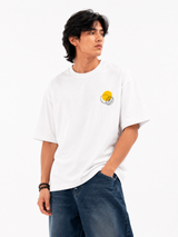 Squeeze The Day Limoncello Oversized White Graphic T shirt