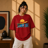 Straw Hat Anime Oversized Red Graphic T-Shirt