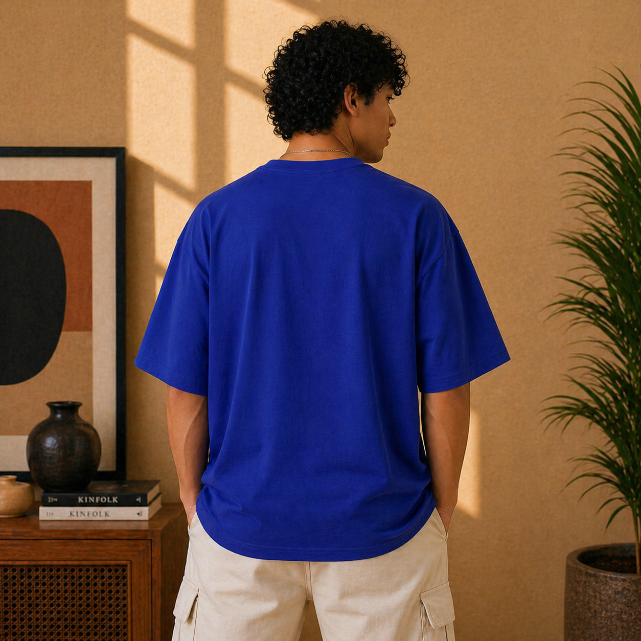 Straw Hat Anime Oversized Royal Blue Graphic T-Shirt