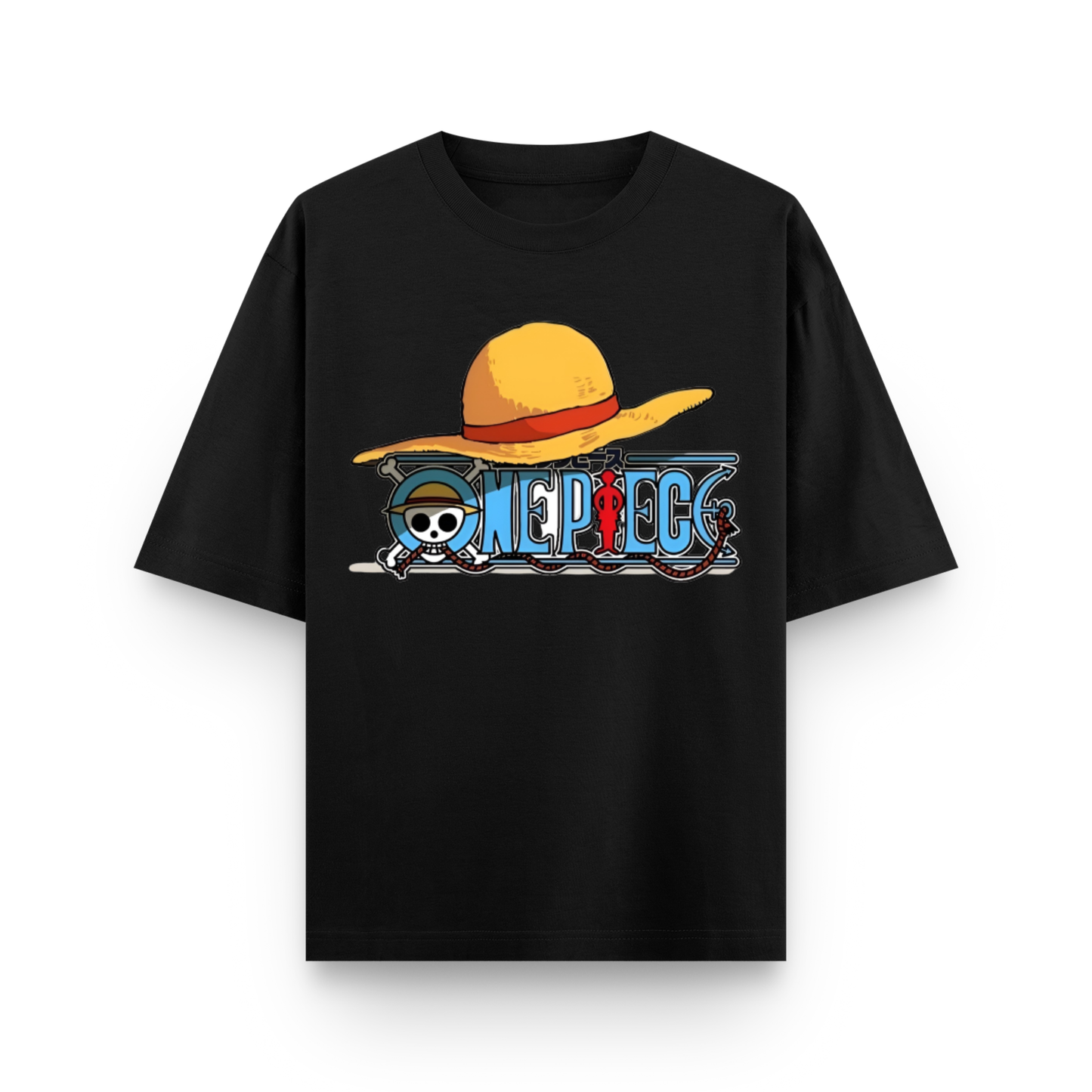 Straw Hat Anime Oversized Black Graphic T-Shirt