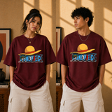 Straw Hat Anime Oversized Maroon Graphic T-Shirt