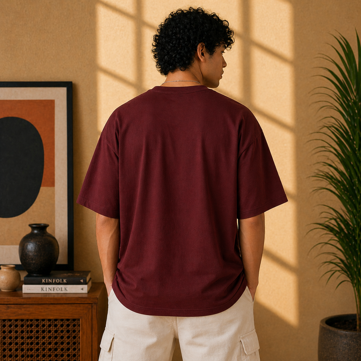 Straw Hat Anime Oversized Maroon Graphic T-Shirt