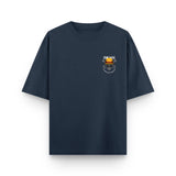 Straw Hat Skull Anime Oversized Navy Blue Graphic T-Shirt