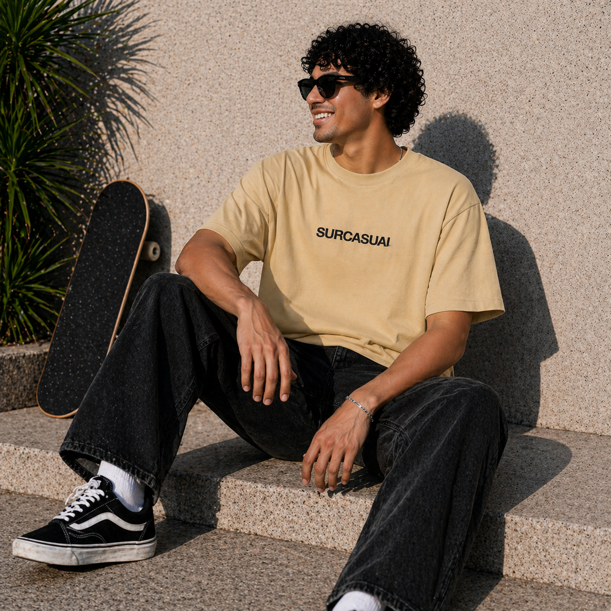 Surcasual Oversized Beige T-Shirt – Premium Cotton Casual Streetwear