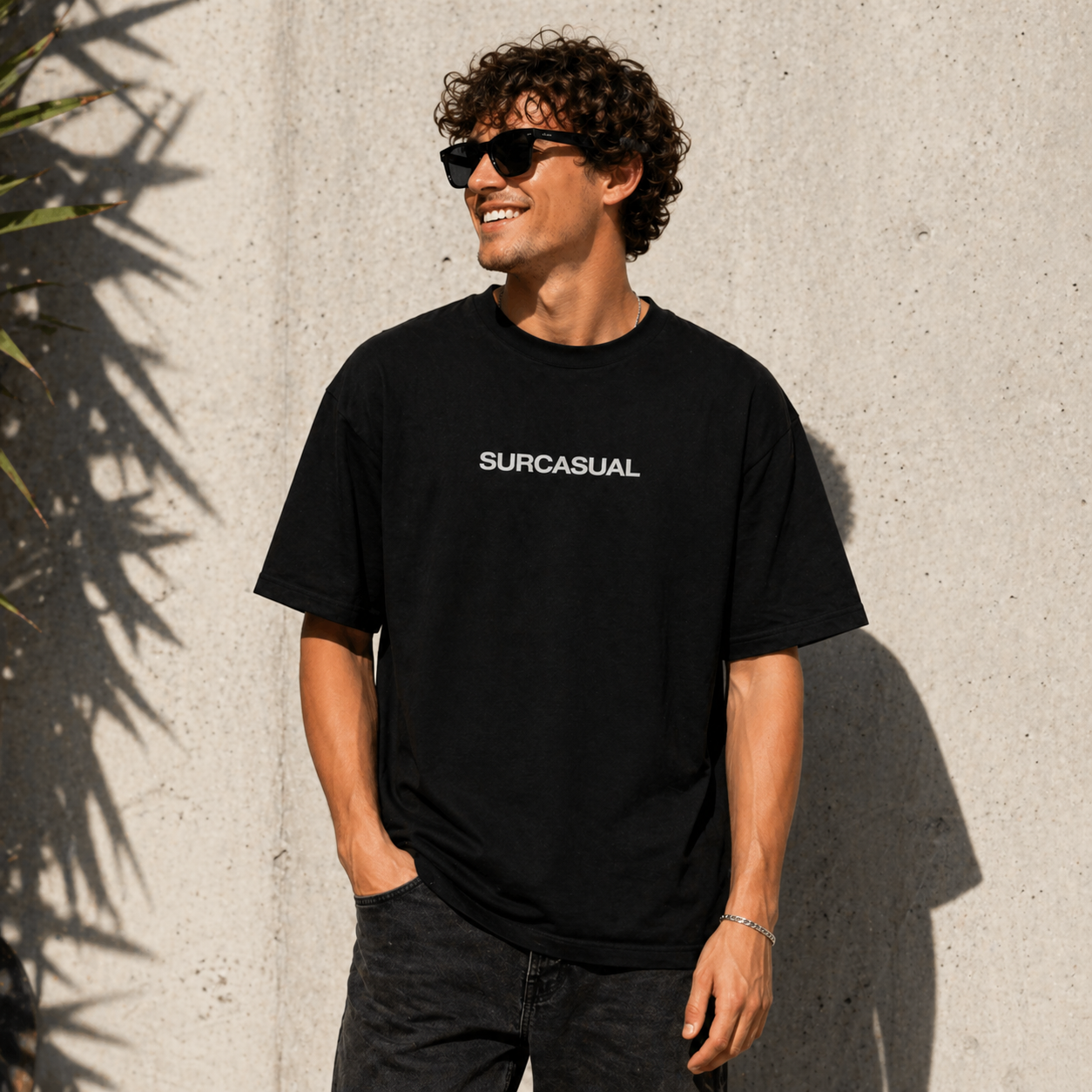 Surcasual Oversized Black T-Shirt – Premium Cotton Casual Streetwear