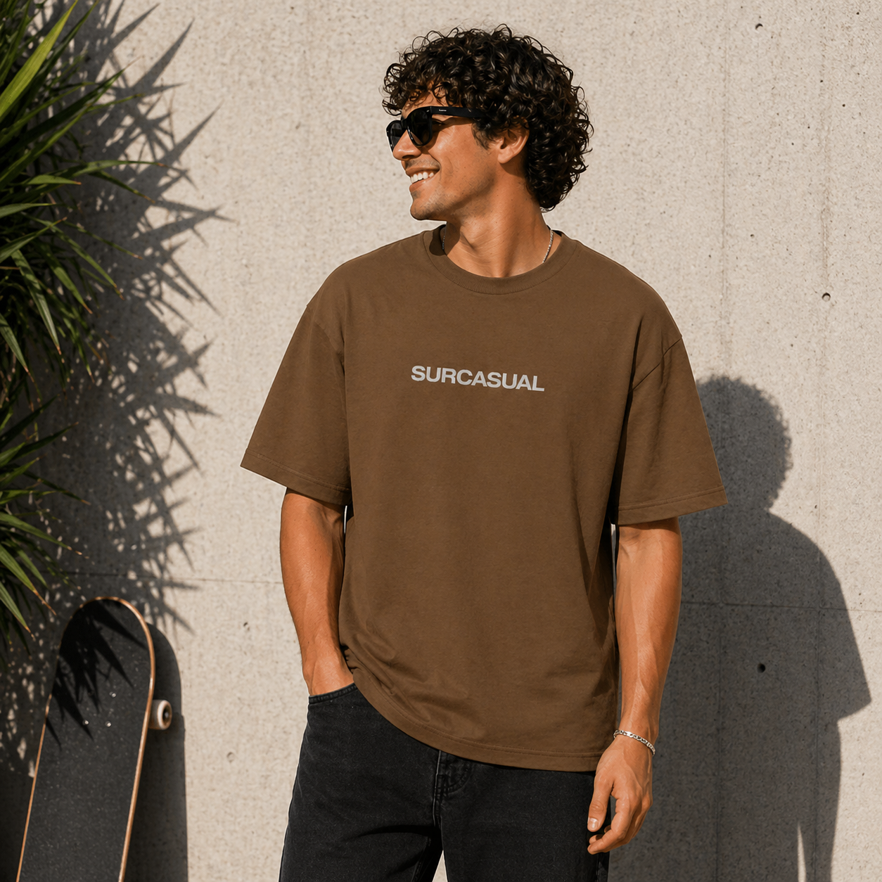Surcasual Oversized Brown T-Shirt Premium Cotton Casual Streetwear