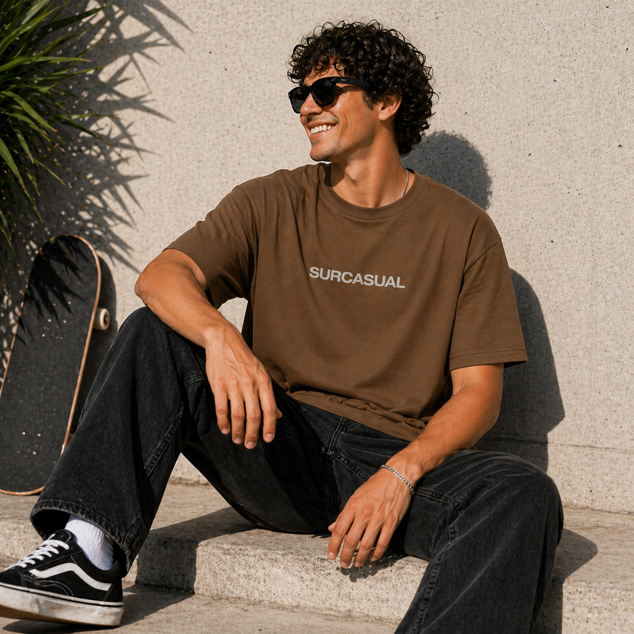 Surcasual Oversized Brown T-Shirt Premium Cotton Casual Streetwear