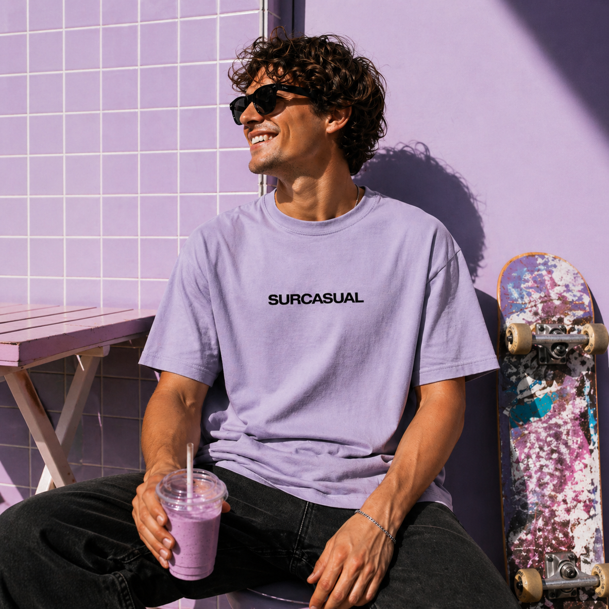 Surcasual Oversized Lavender T-Shirt – Premium Cotton Casual Streetwear
