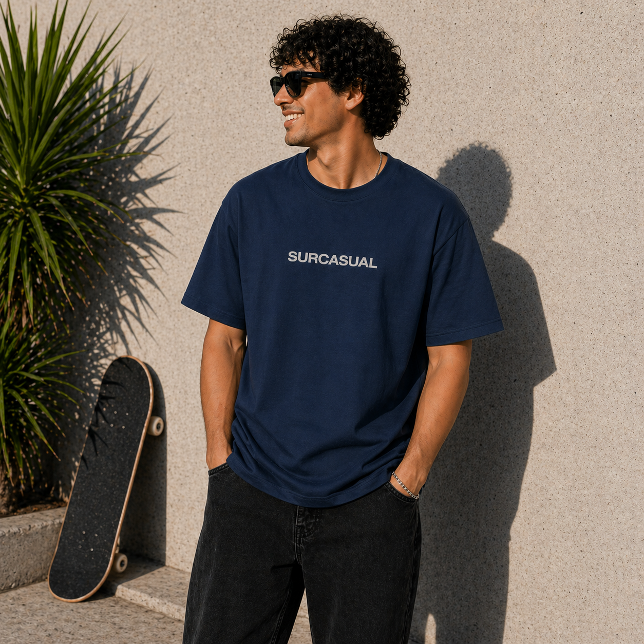 Surcasual Oversized Navy Blue T-Shirt – Premium Cotton Casual Streetwear
