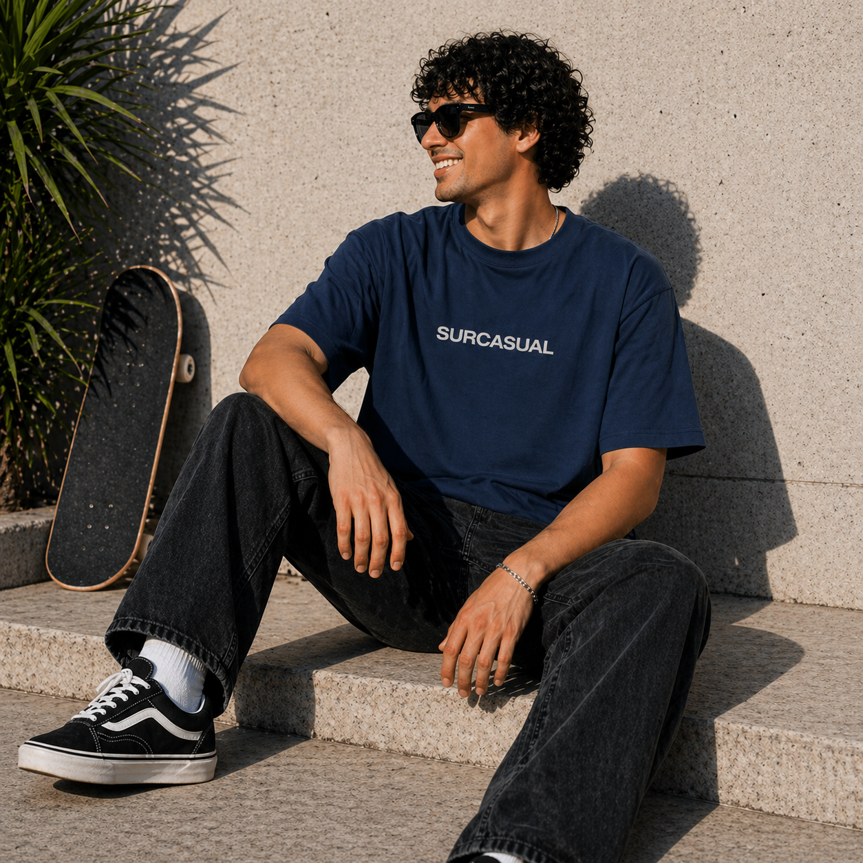 Surcasual Oversized Navy Blue T-Shirt – Premium Cotton Casual Streetwear