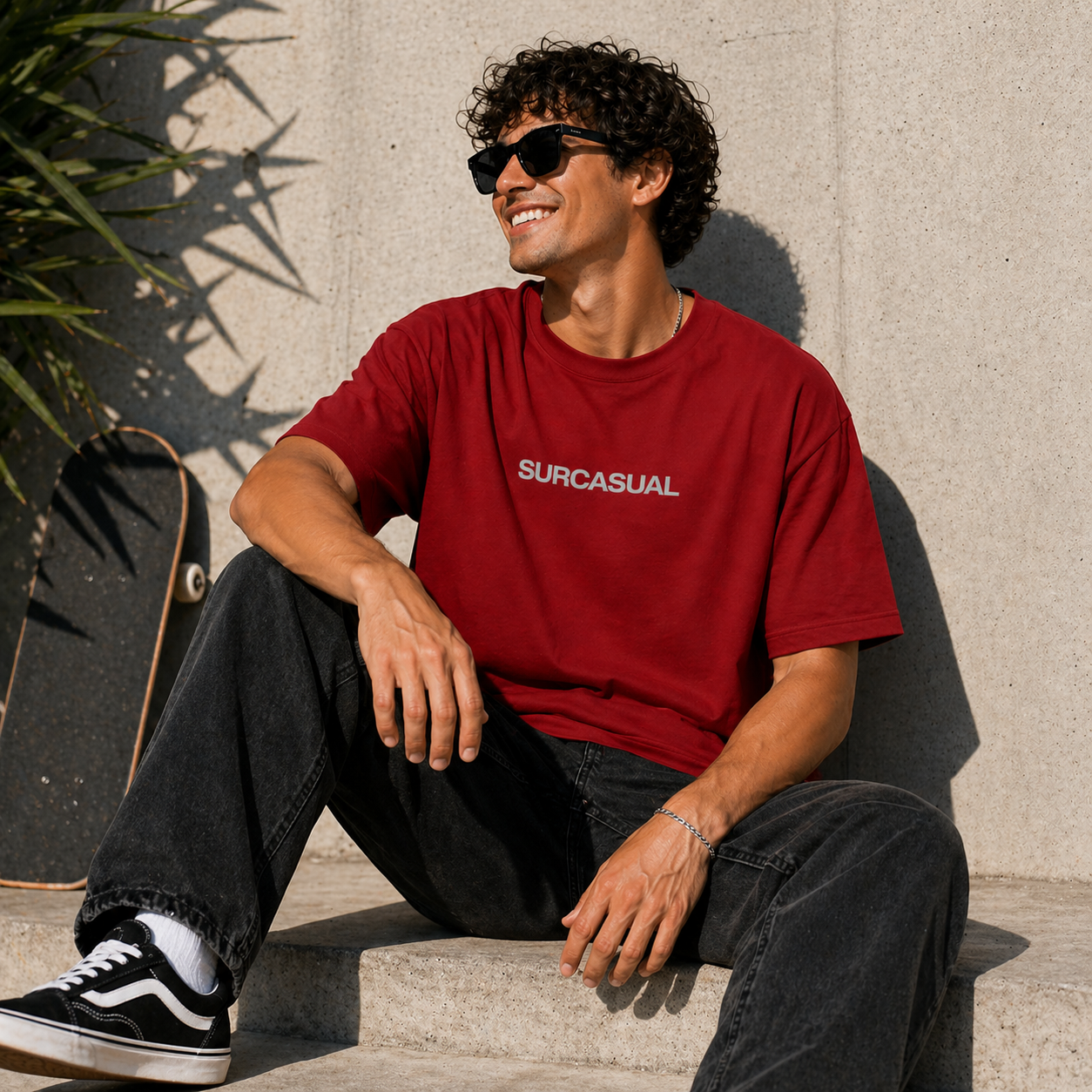 Surcasual Oversized Red T-Shirt – Premium Cotton Casual Streetwear