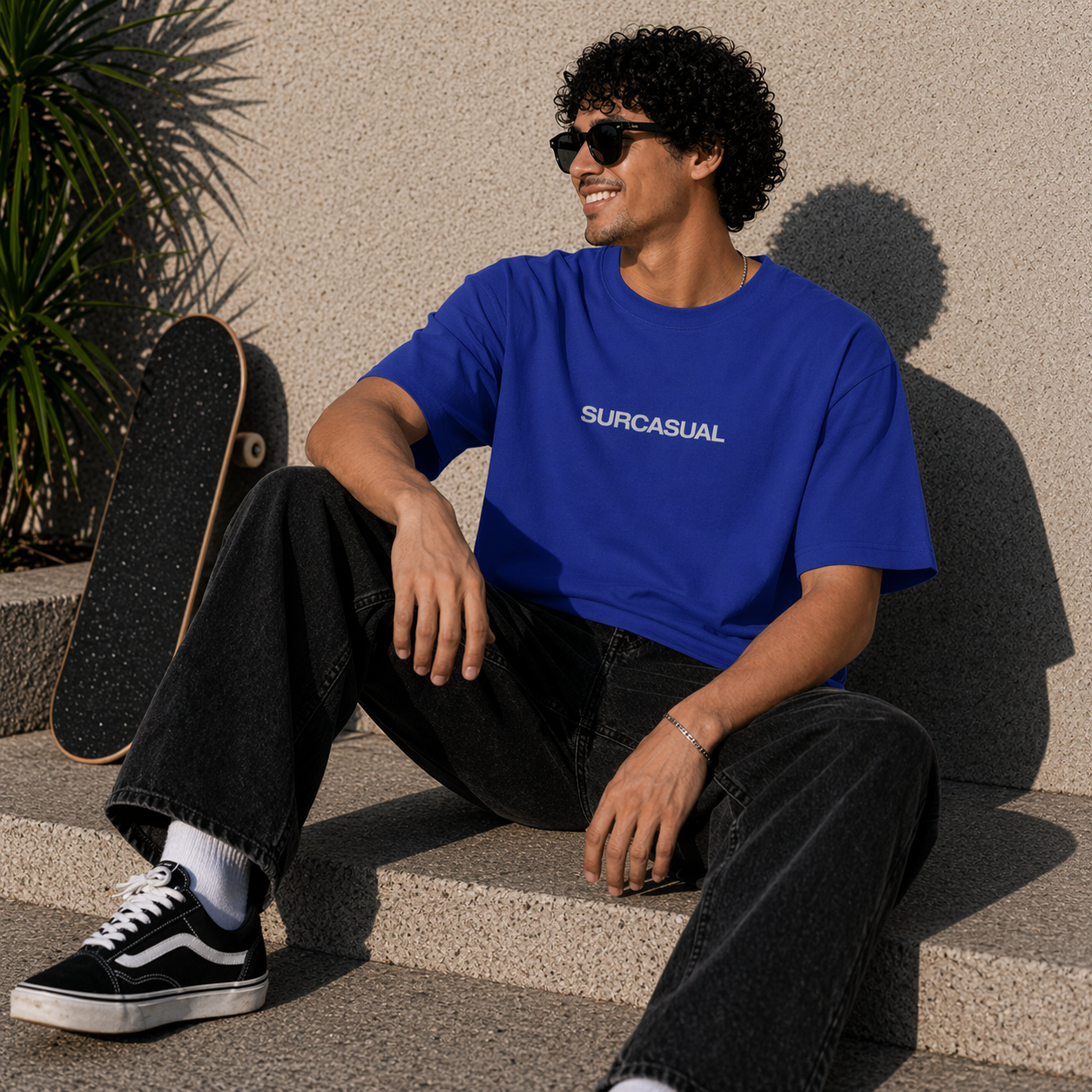 Surcasual Oversized Royal Blue T-Shirt – Premium Cotton Casual Streetwear