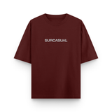 Surcasual Oversized Maroon T-Shirt – Premium Cotton Casual Streetwear