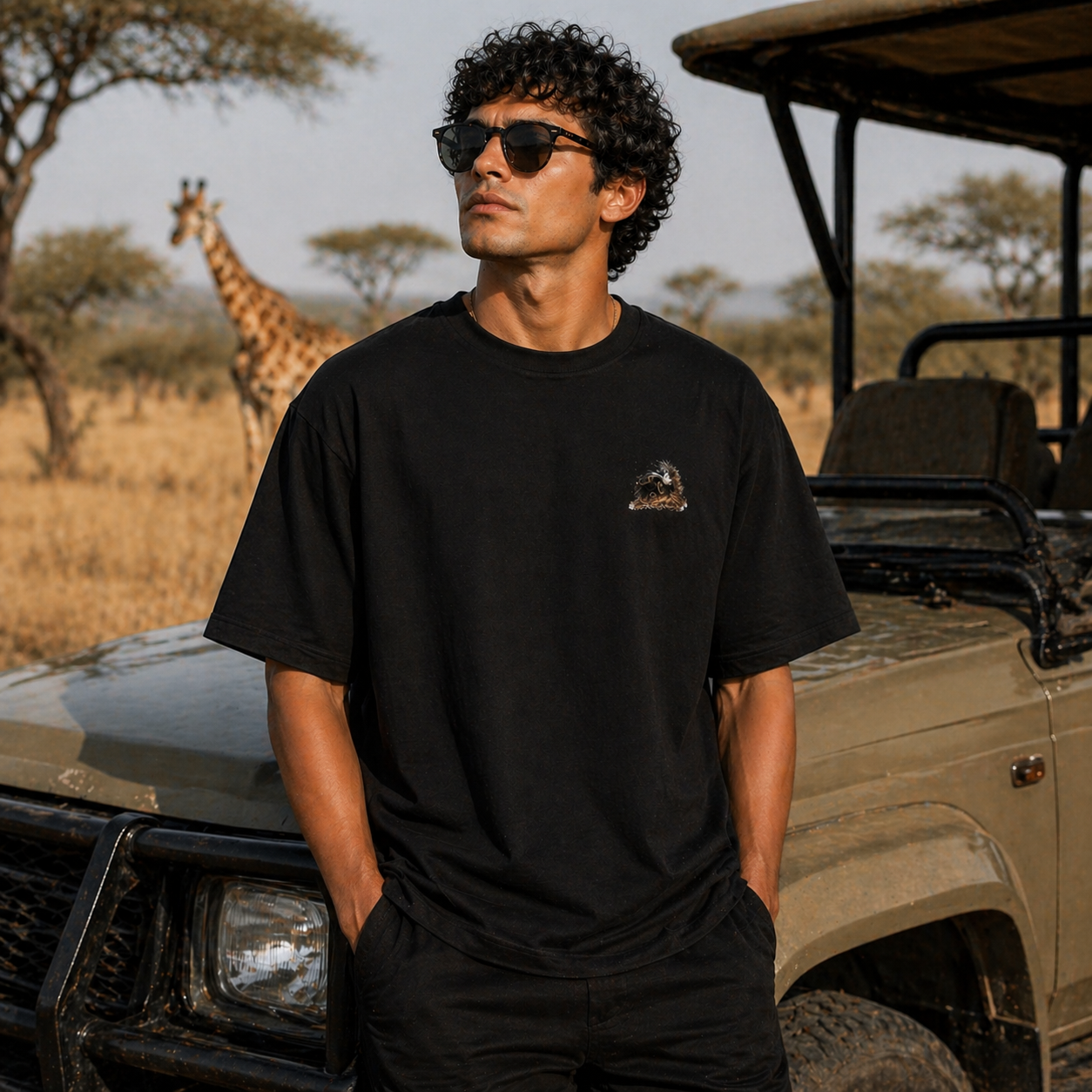 Tactical Beast 4 x 4 Oversized Black Cotton T-shirt