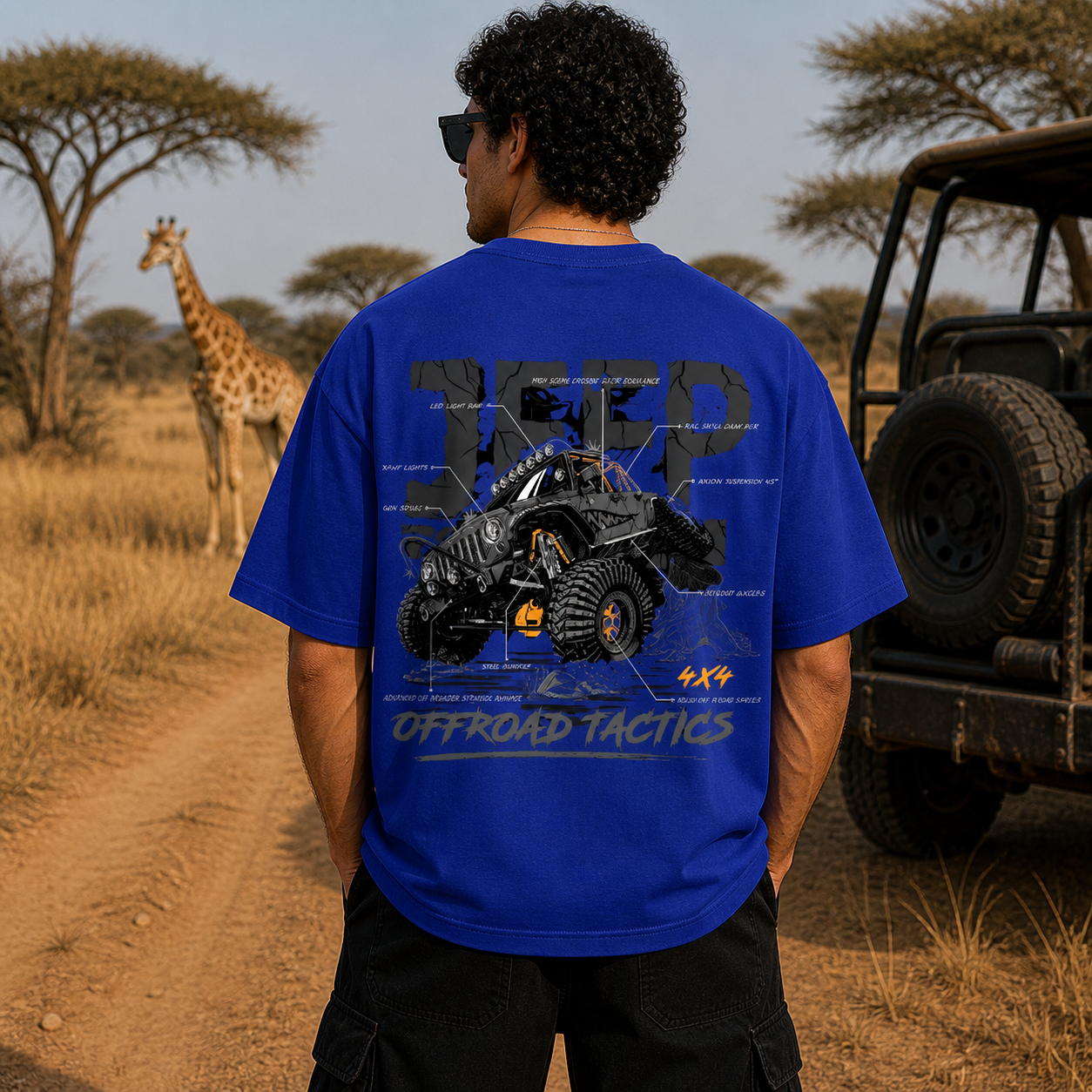 Tactical Beast 4 x 4 Oversized Royal Blue Cotton T-shirt