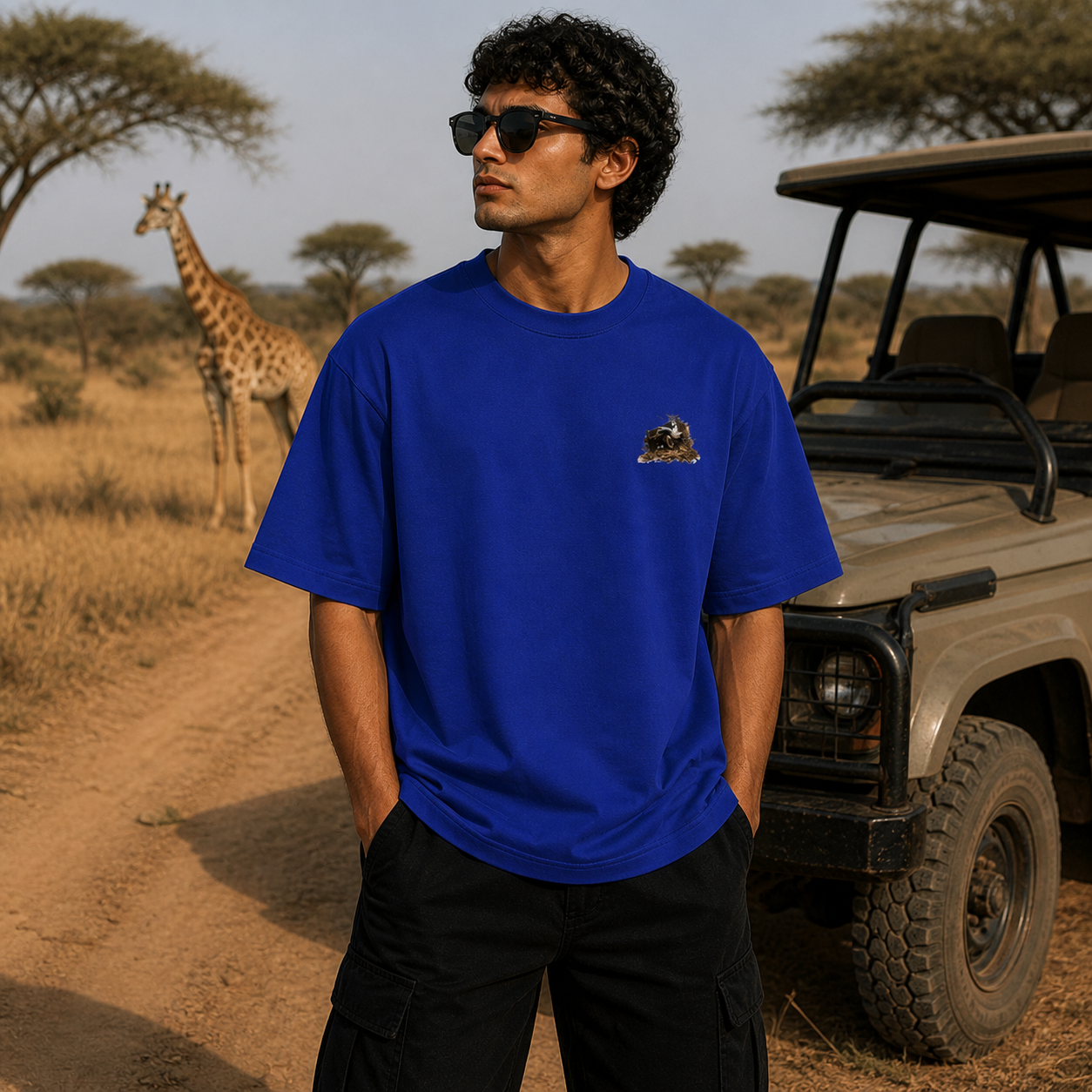 Tactical Beast 4 x 4 Oversized Royal Blue Cotton T-shirt