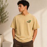 Take It Easy Turtle Oversized Beige Graphic T shirt