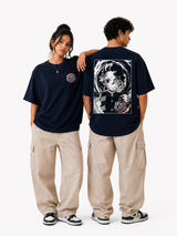 Tanjiro Oversized Cotton Navy Blue Graphic T-Shirt