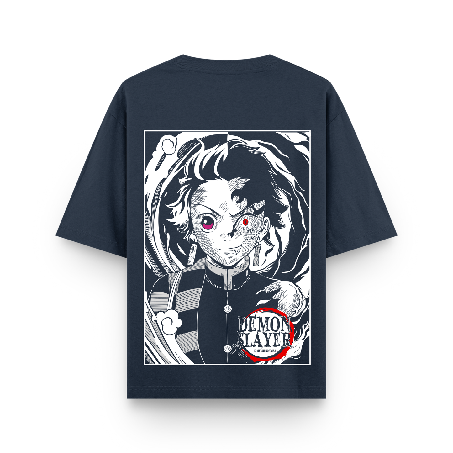 Tanjiro Oversized Cotton Navy Blue Graphic T-Shirt