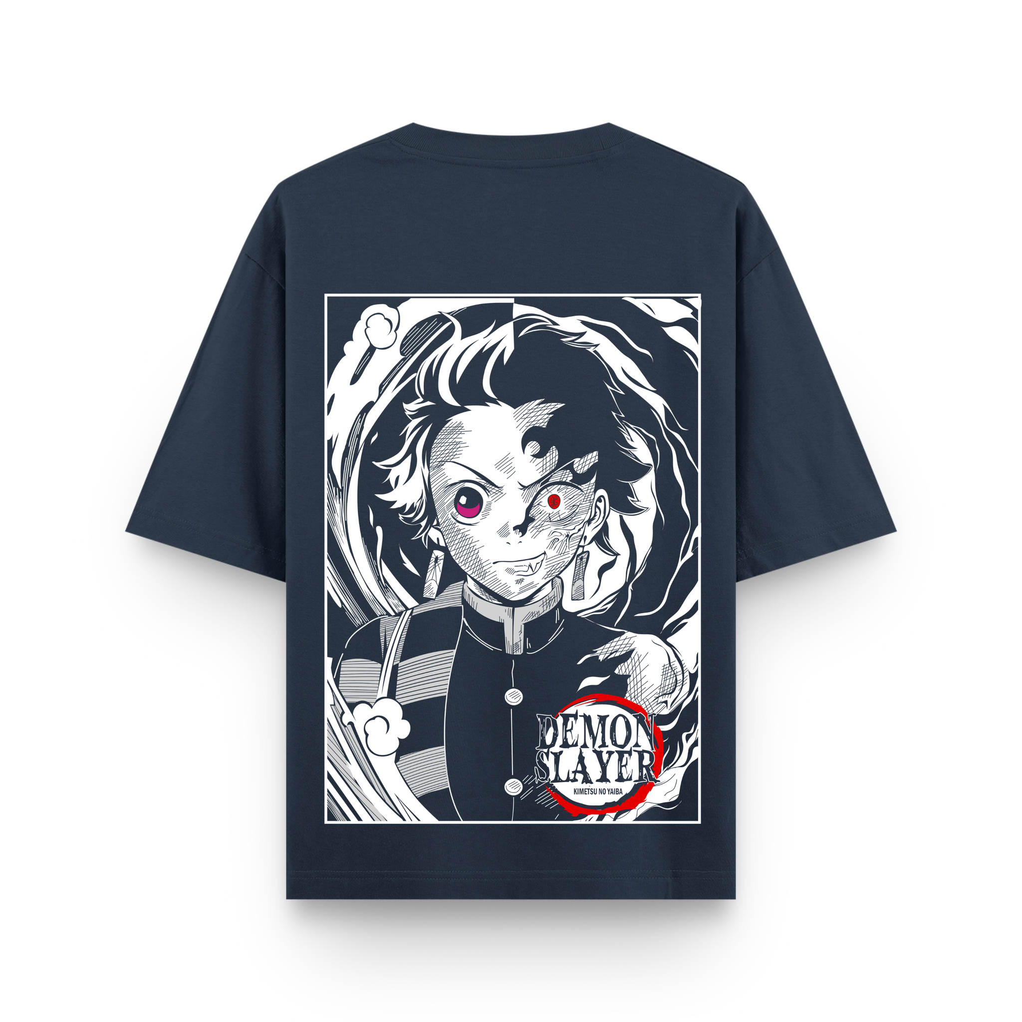 Tanjiro Oversized Cotton Navy Blue Graphic T-Shirt
