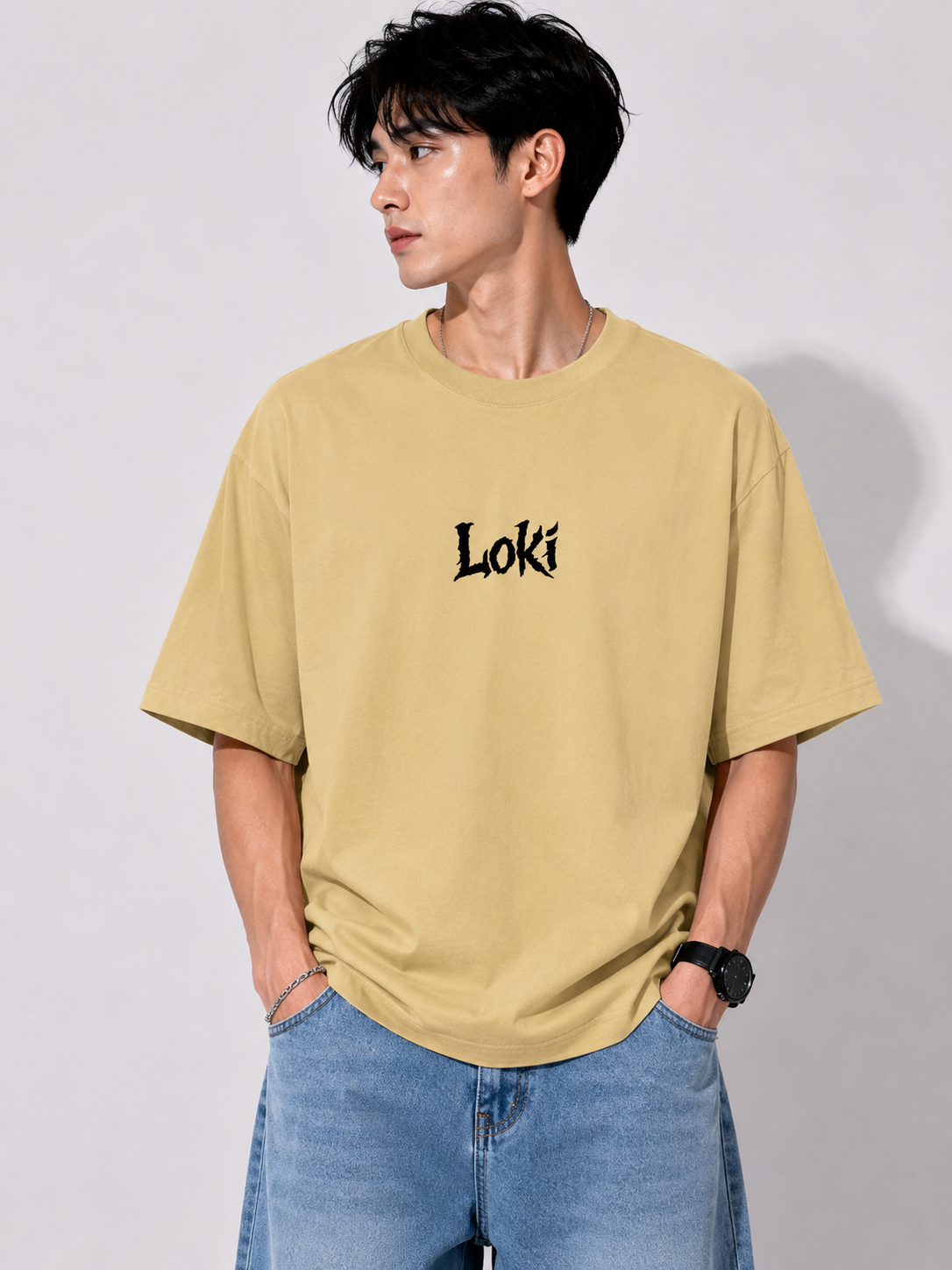 The Cursed Prince Loki Ragnarok Oversized Graphic Beige T shirt