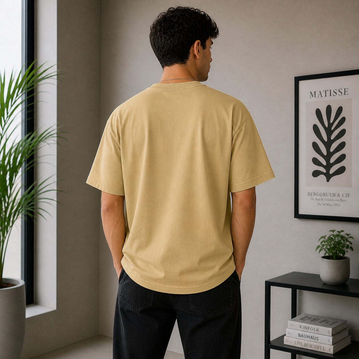 Trust No One Typography Unisex Oversized Beige T-Shirt