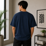 Trust No One Typography Unisex Oversized Navy Blue T-Shirt