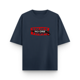Trust No One Typography Unisex Oversized Navy Blue T-Shirt