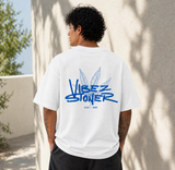 Vibes Stoner Oversized Graphic White Cotton T shirt