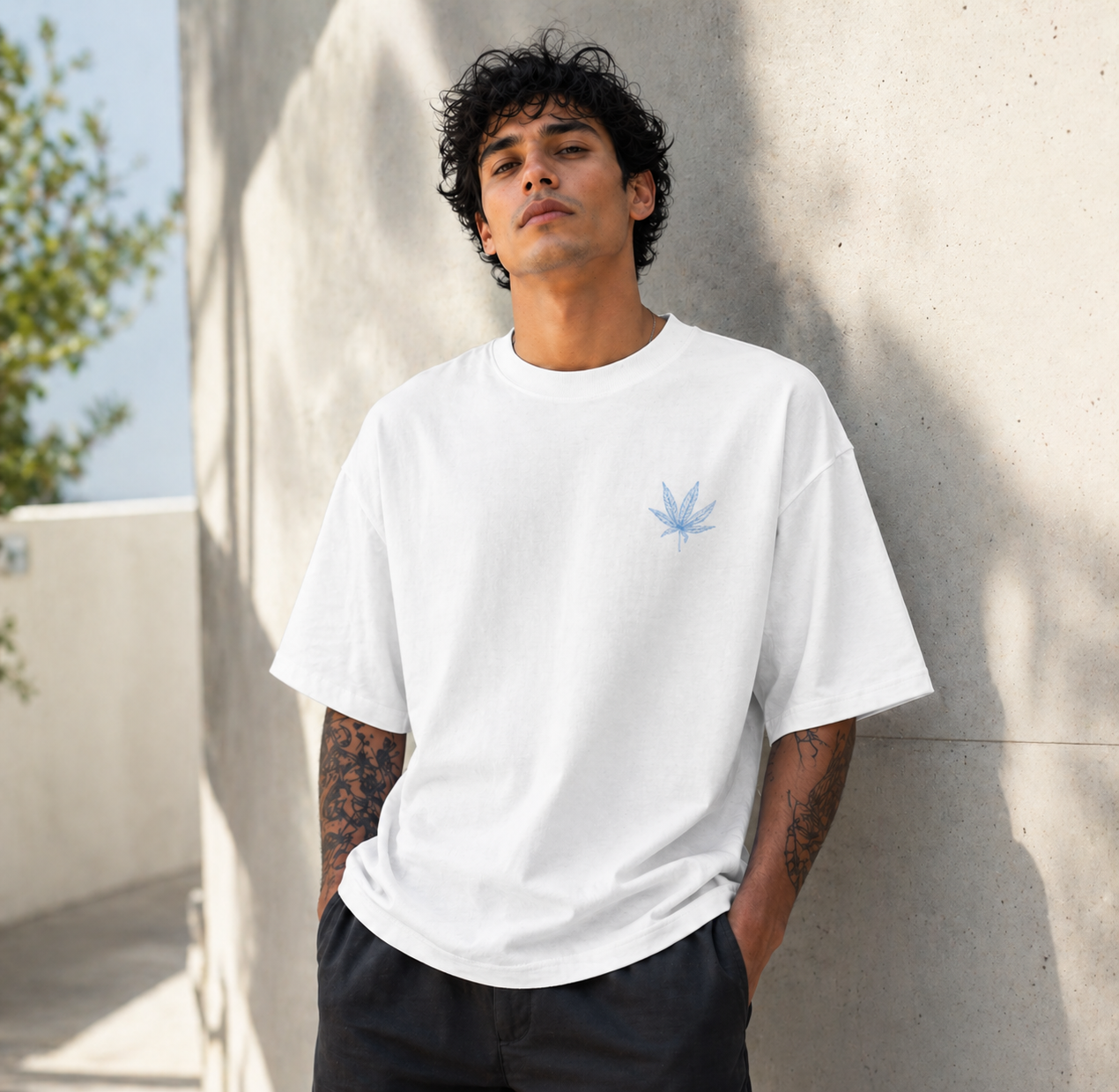 Vibes Stoner Oversized Graphic White Cotton T shirt