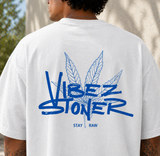 Vibes Stoner Oversized Graphic White Cotton T shirt