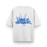 Vibes Stoner Oversized Graphic White Cotton T shirt