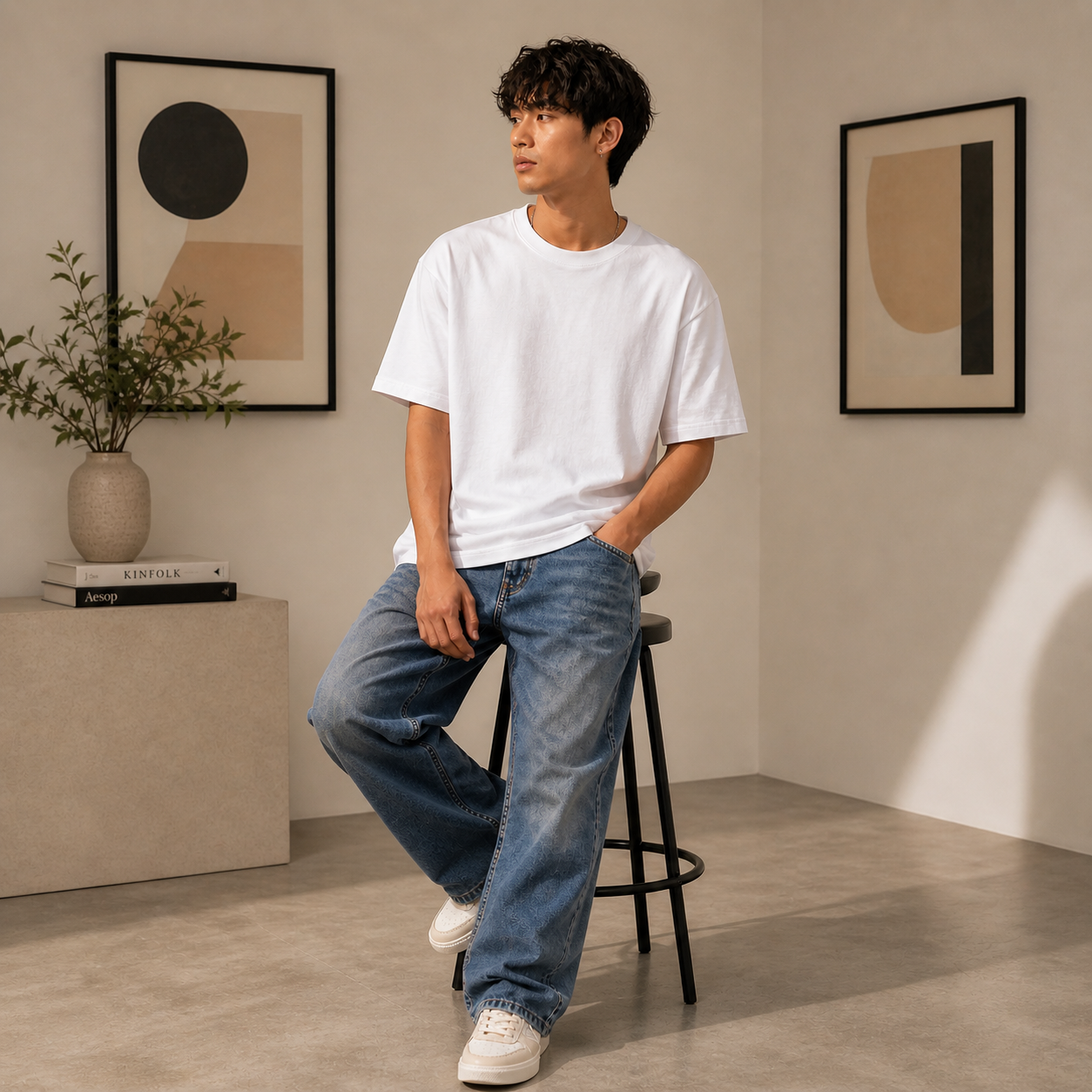 White Plain Oversized Cotton T-Shirt Unisex – Blank Essential