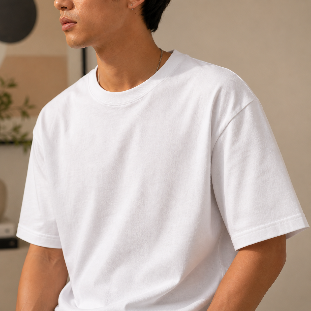 White Plain Oversized Cotton T-Shirt Unisex – Blank Essential