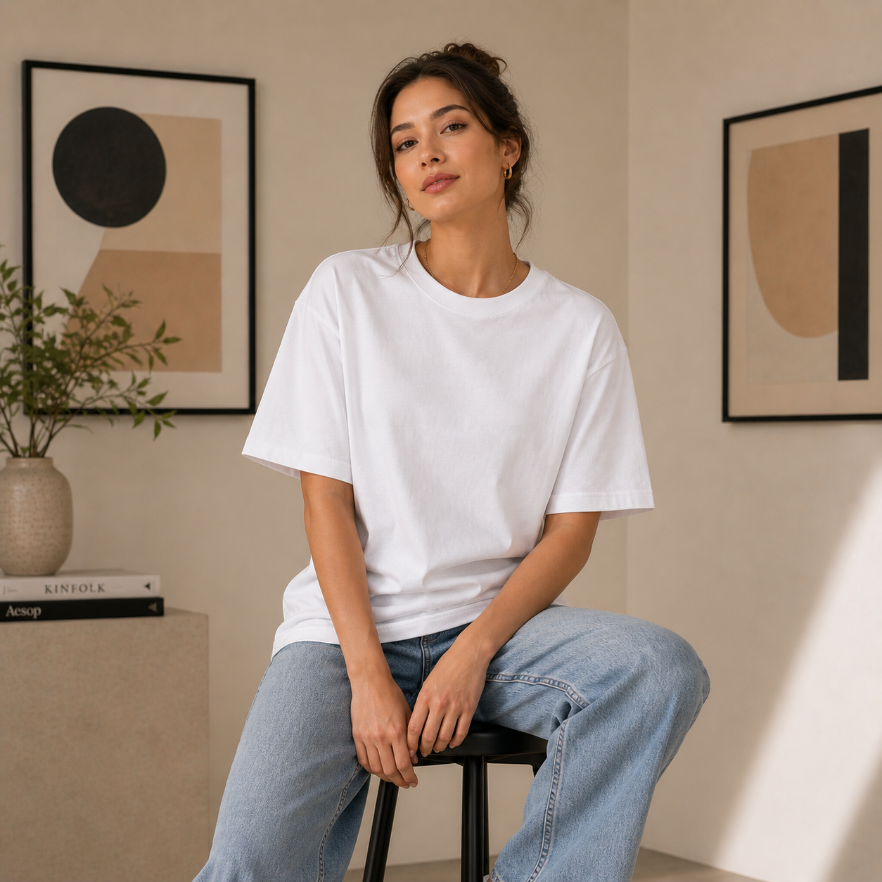 White Plain Oversized Cotton T-Shirt Unisex – Blank Essential