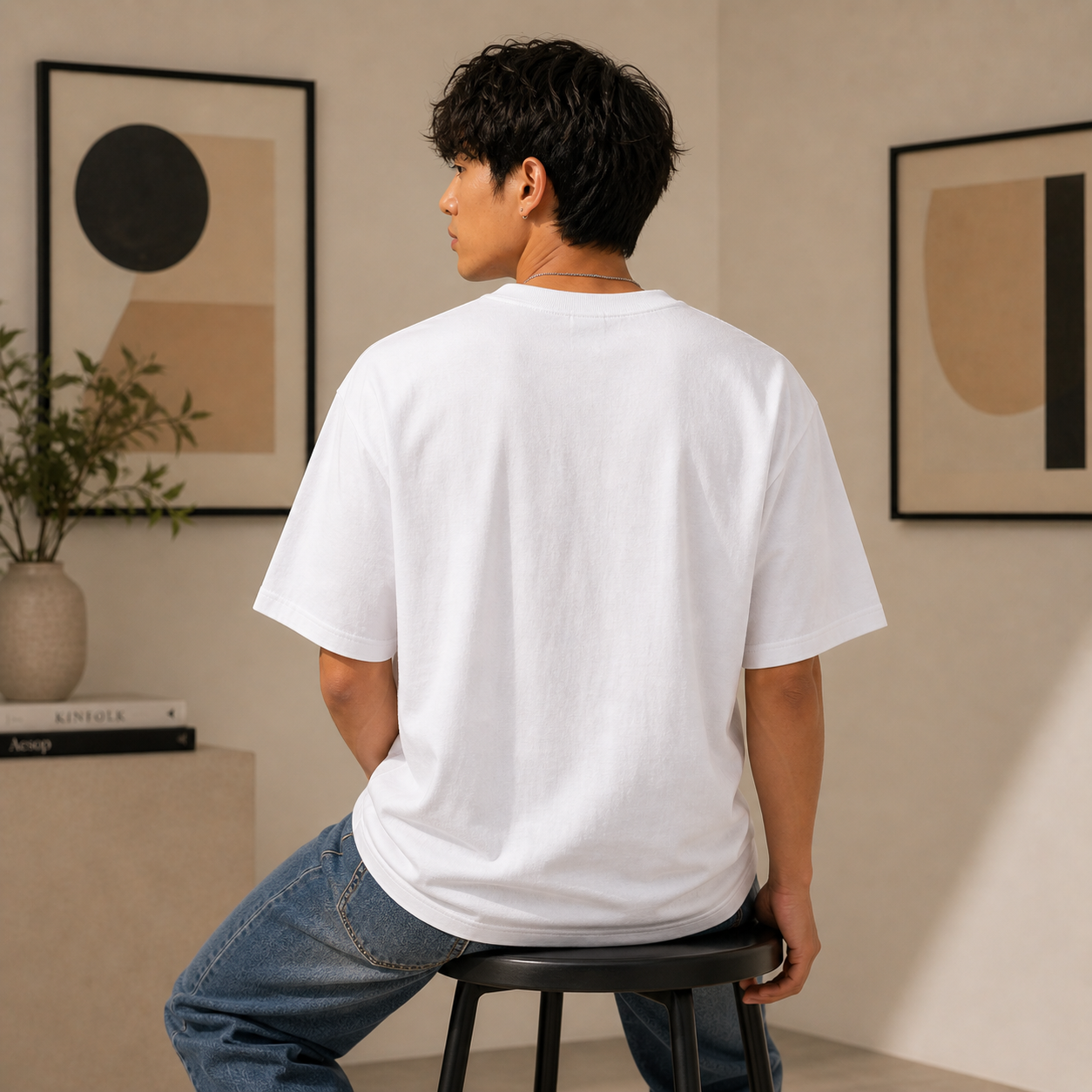 White Plain Oversized Cotton T-Shirt Unisex – Blank Essential