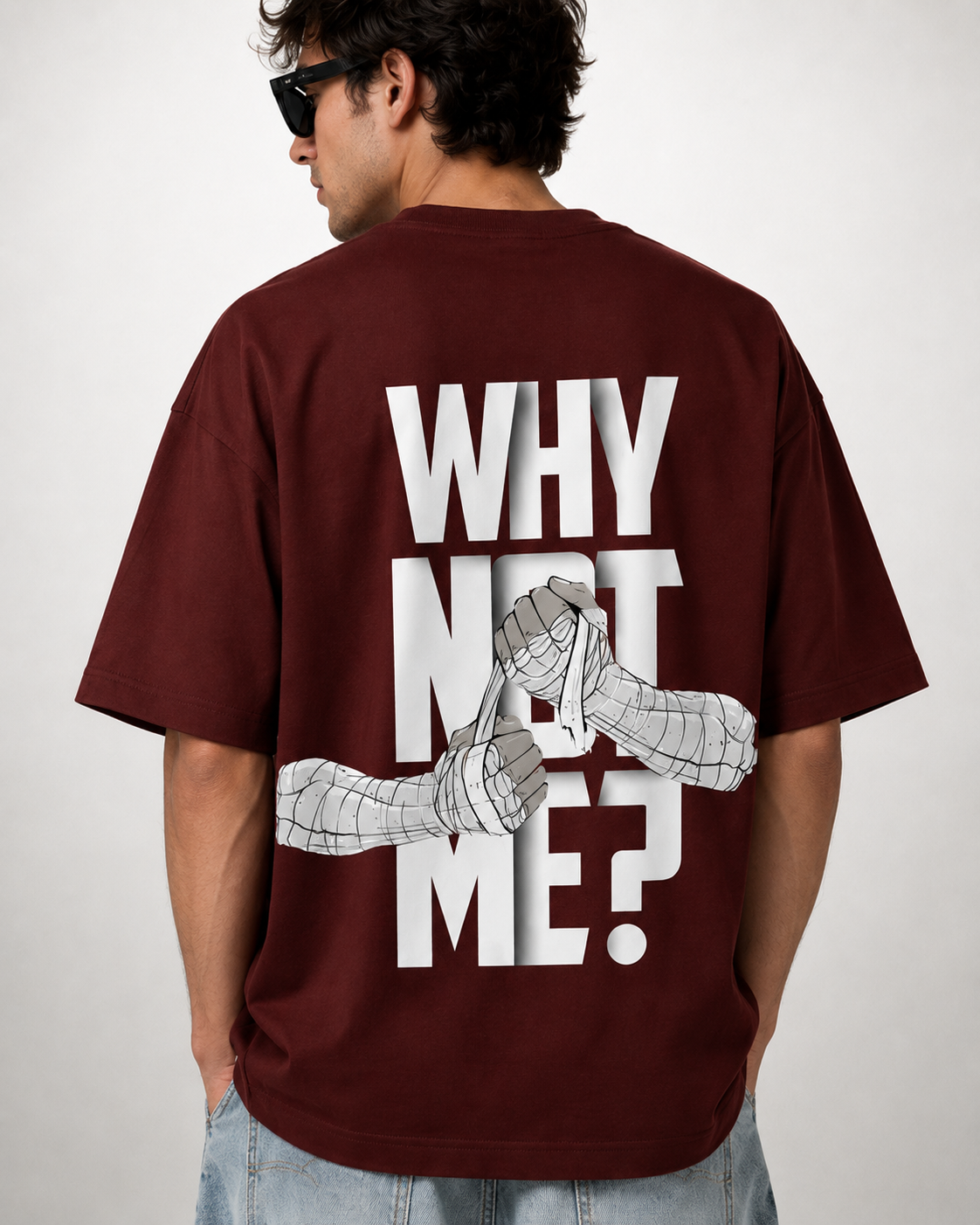 Why Not Me Rock Lee Edition Maroon Oversized T-Shirt