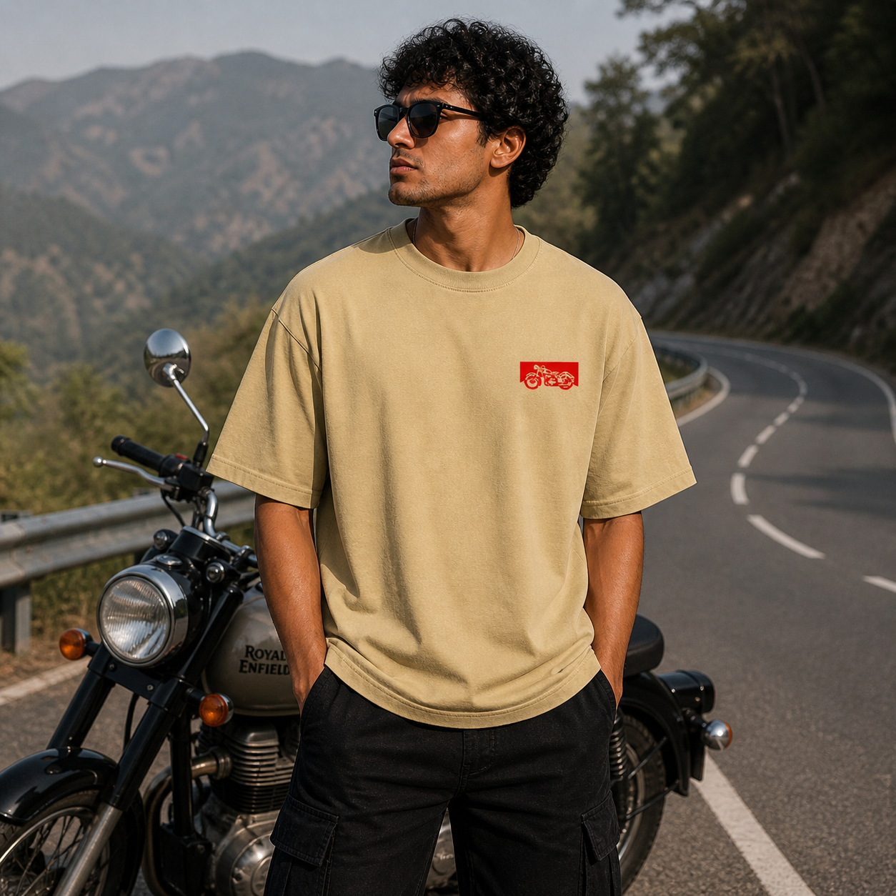 Wild Punch Rider Streetwear Oversized Beige T-Shirt