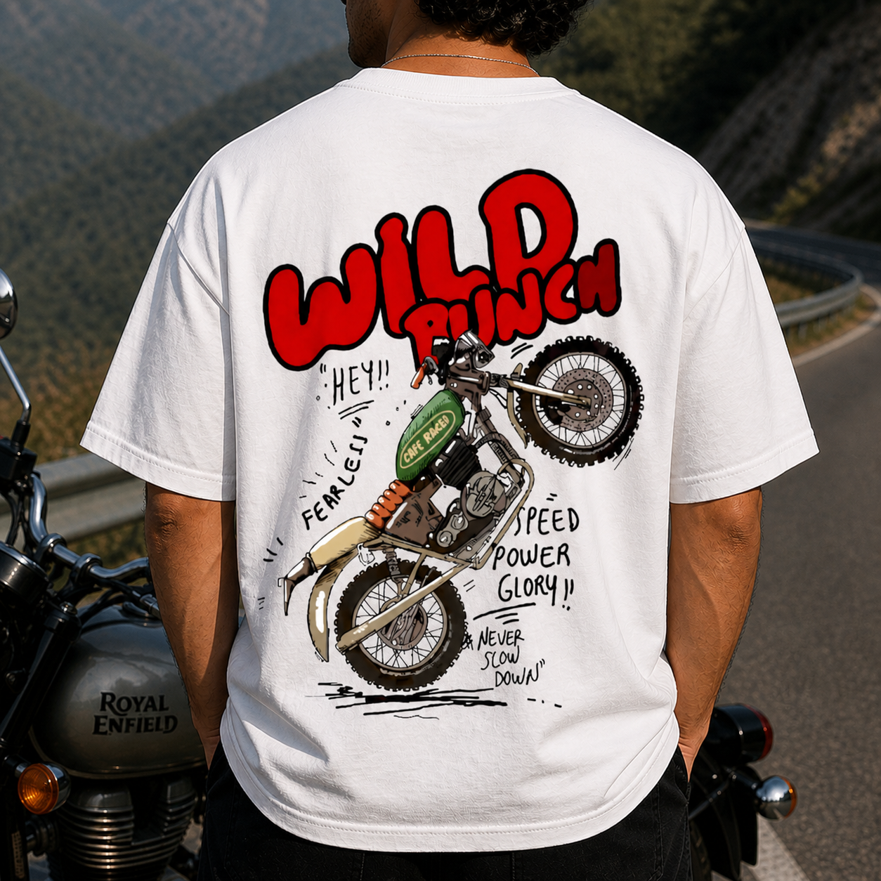 Wild Punch Rider Streetwear Oversized White T-Shirt