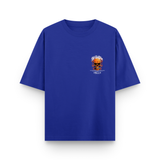 Wildfire Flame Skull Cotton Oversized Royal Blue Streetwear T-Shirt