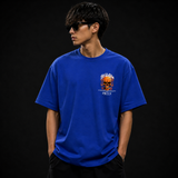 Wildfire Flame Skull Cotton Oversized Royal Blue Streetwear T-Shirt