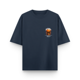 Wildfire Flame Skull Cotton Oversized Navy Blue Streetwear T-Shirt