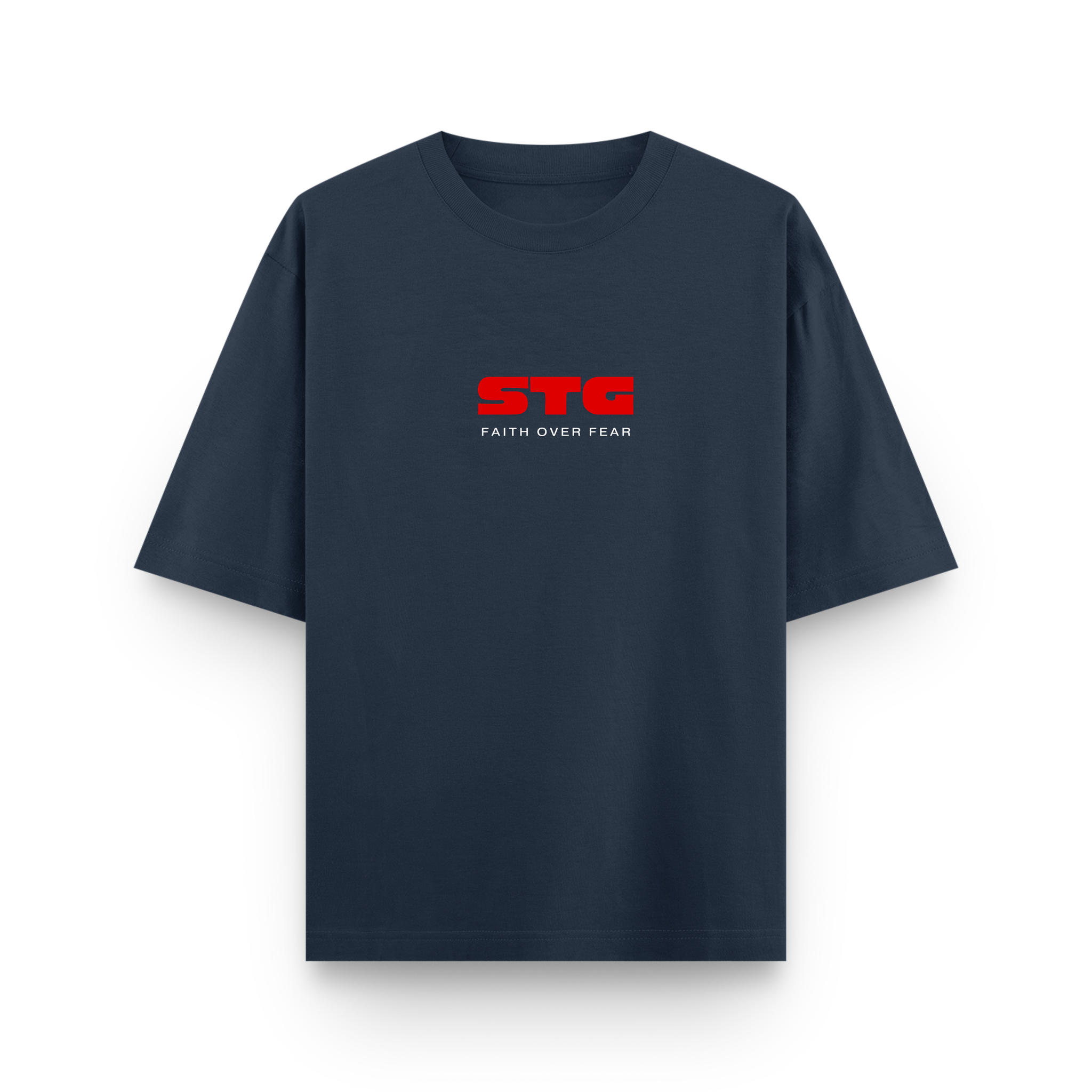 STG Signed to God Oversized Printed Navy Blue T-Shirt