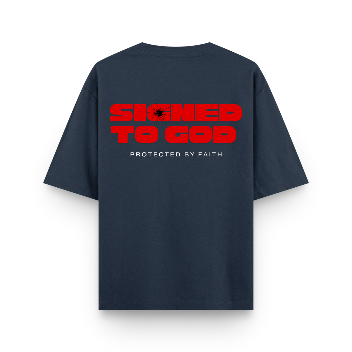 STG Signed to God Oversized Printed Navy Blue T-Shirt