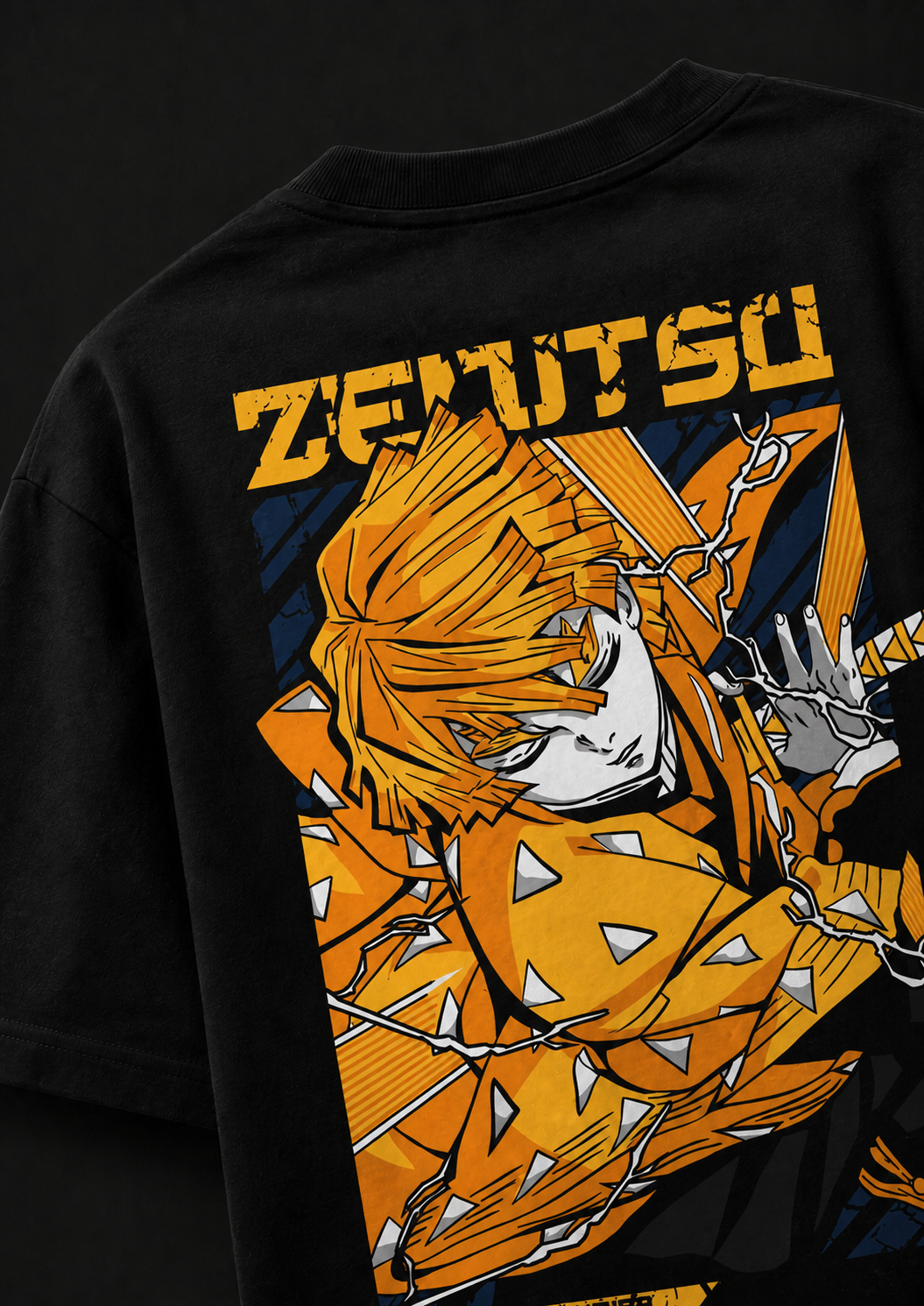 Zenitsu Thunder Oversized Cotton Unisex Black T-Shirt