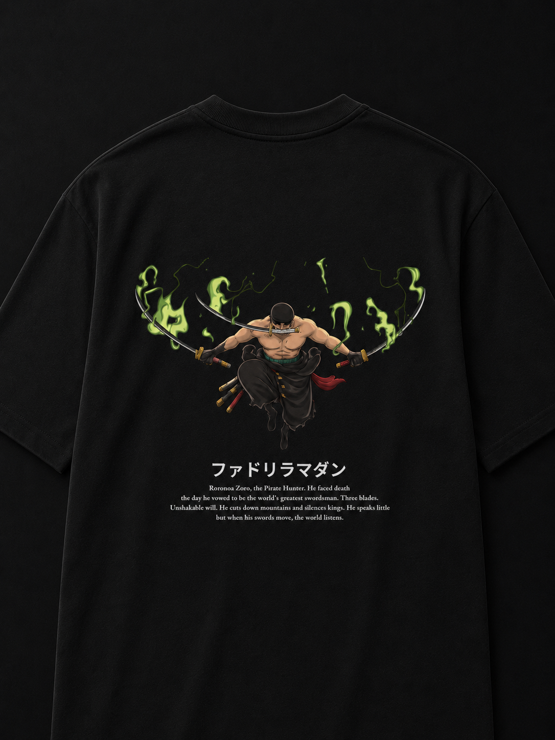 Zoro Inferno Cotton Oversized Black Anime T-shirt