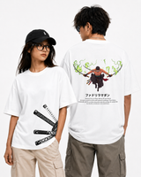 Zoro Inferno Cotton Oversized White Anime T-Shirt