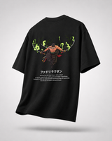 Zoro Inferno Cotton Oversized Black Anime T-shirt