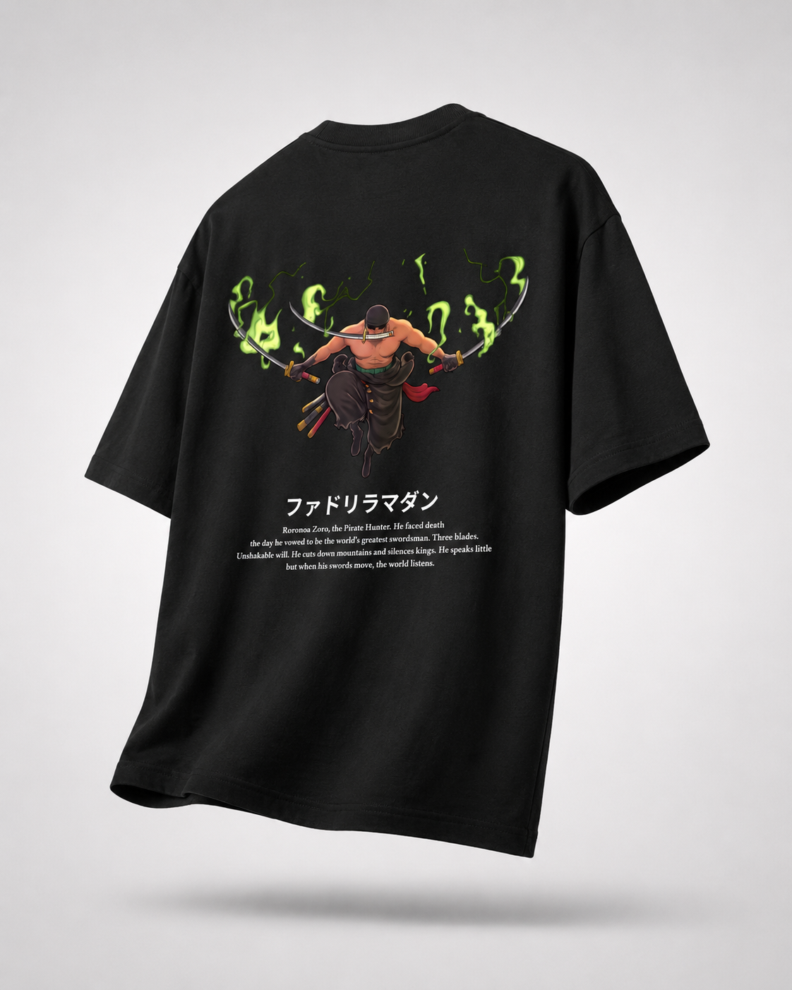 Zoro Inferno Cotton Oversized Black Anime T-shirt