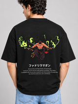 Zoro Inferno Cotton Oversized Black Anime T-shirt